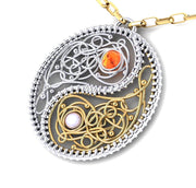 Yellow White Gold Ying Yang Pendant with a Pearl and Ruby - ForeverJewels Design Studio 8