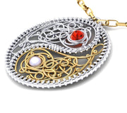 Yellow White Gold Ying Yang Pendant with a Pearl and Ruby - ForeverJewels Design Studio 8