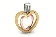Two Tone Gold Heart Pendant with Diamond set bail