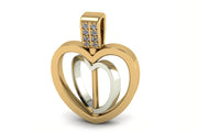 Two Tone Gold Heart Pendant with Diamond set bail