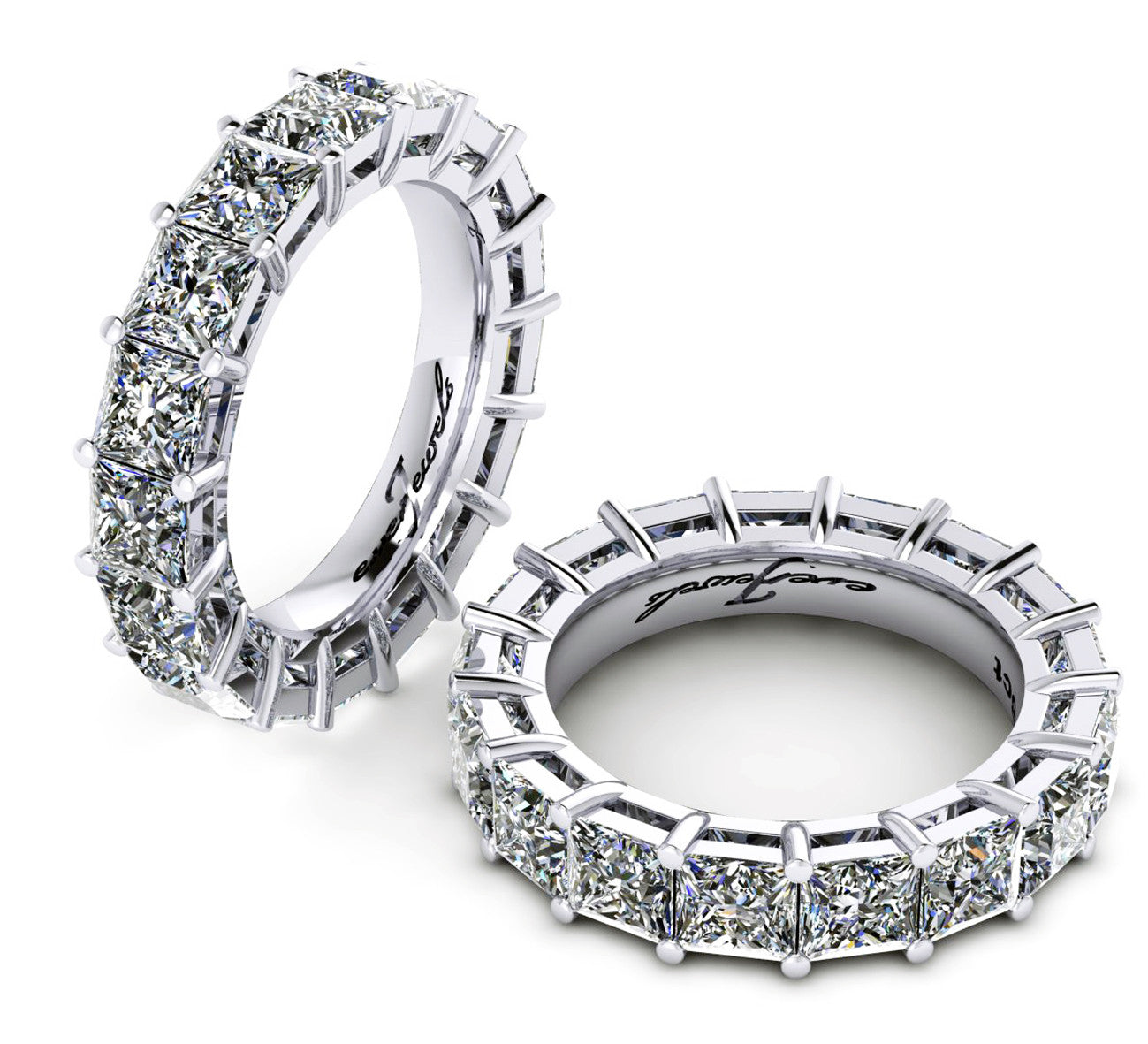 18ct White gold princess cut diamond eternity wedding band