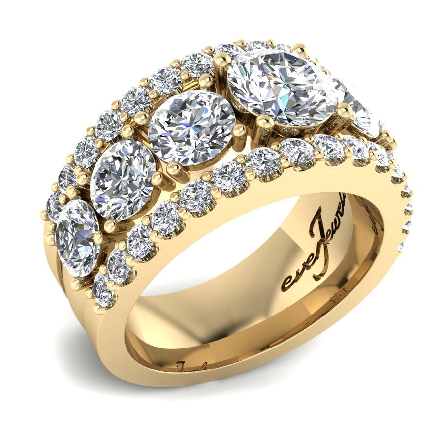 Yellow Gold Round Brilliant Diamond Engagement Ring with bands