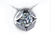 18ct White gold round brilliant pendant with grain set diamonds