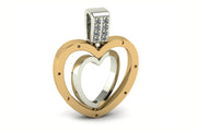 Two Tone Gold Heart Pendant with Diamond set bail