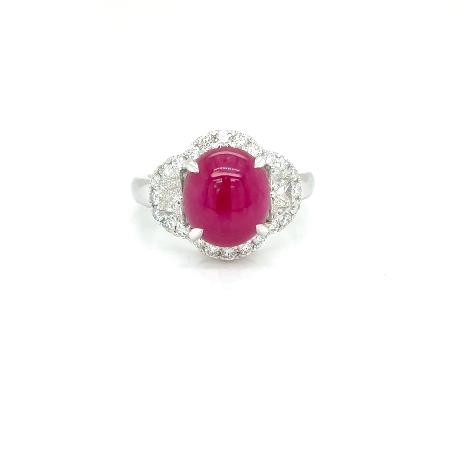 Cabochon Ruby & Diamond Ring