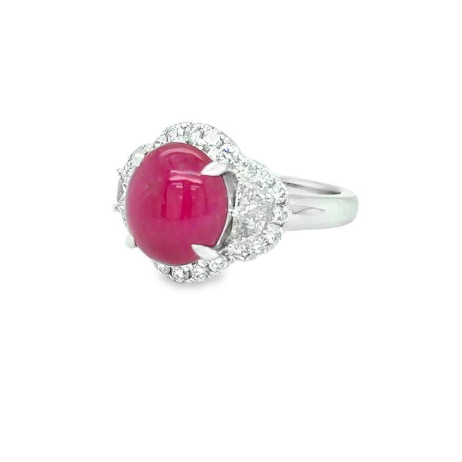Cabochon Ruby & Diamond Ring