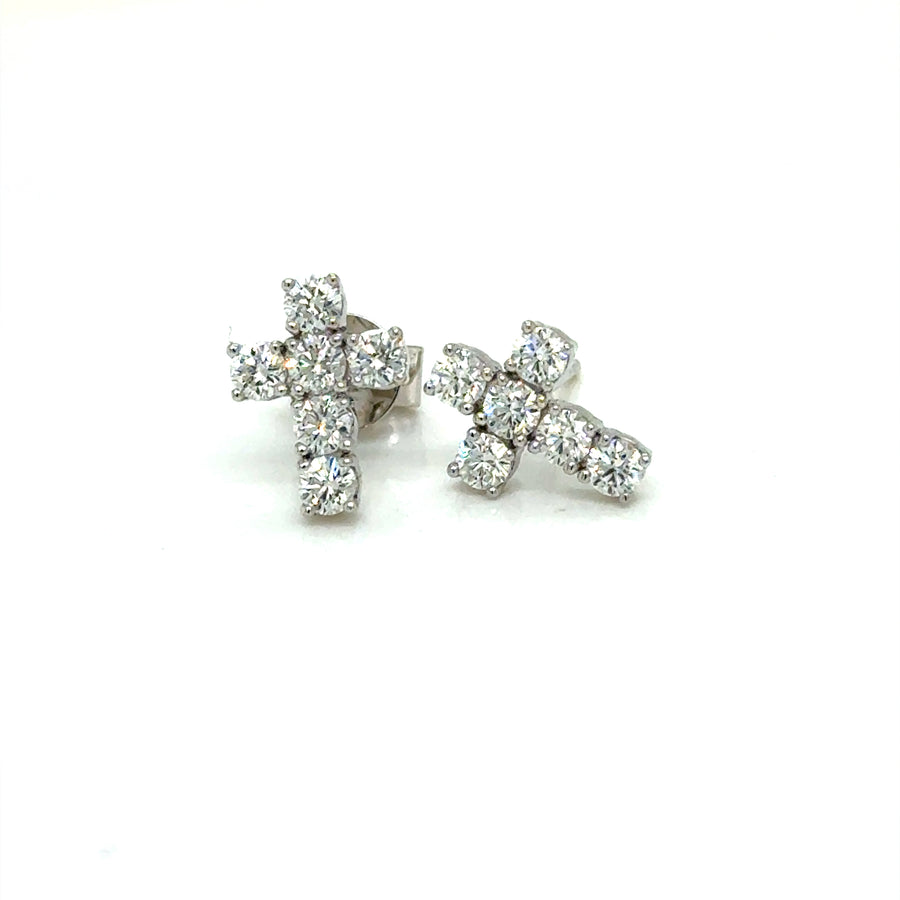 Cross Diamond studs in18k white gold