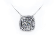 18 Carat White Gold Pendant set with Cushion Cut and Round Brilliant Diamonds. - ForeverJewels Design Studio 8