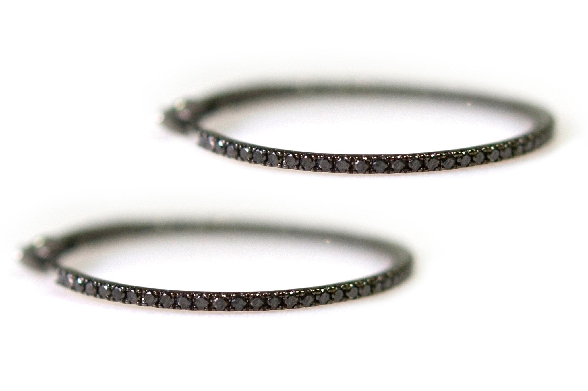 18ct Blk Rhodium Black Diamond Hoop Earrings - ForeverJewels Design Studio 8