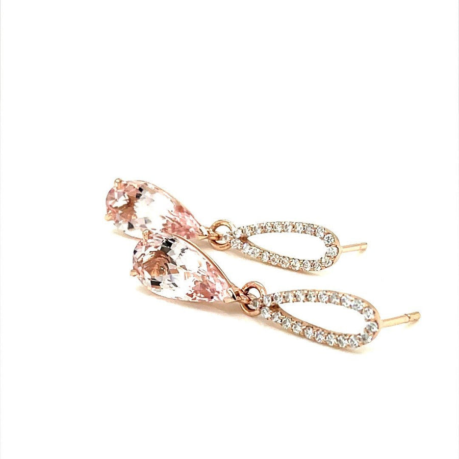 18ct Rose gold pear cut morganite earrings with diamonds - ForeverJewels Design Studio 8
