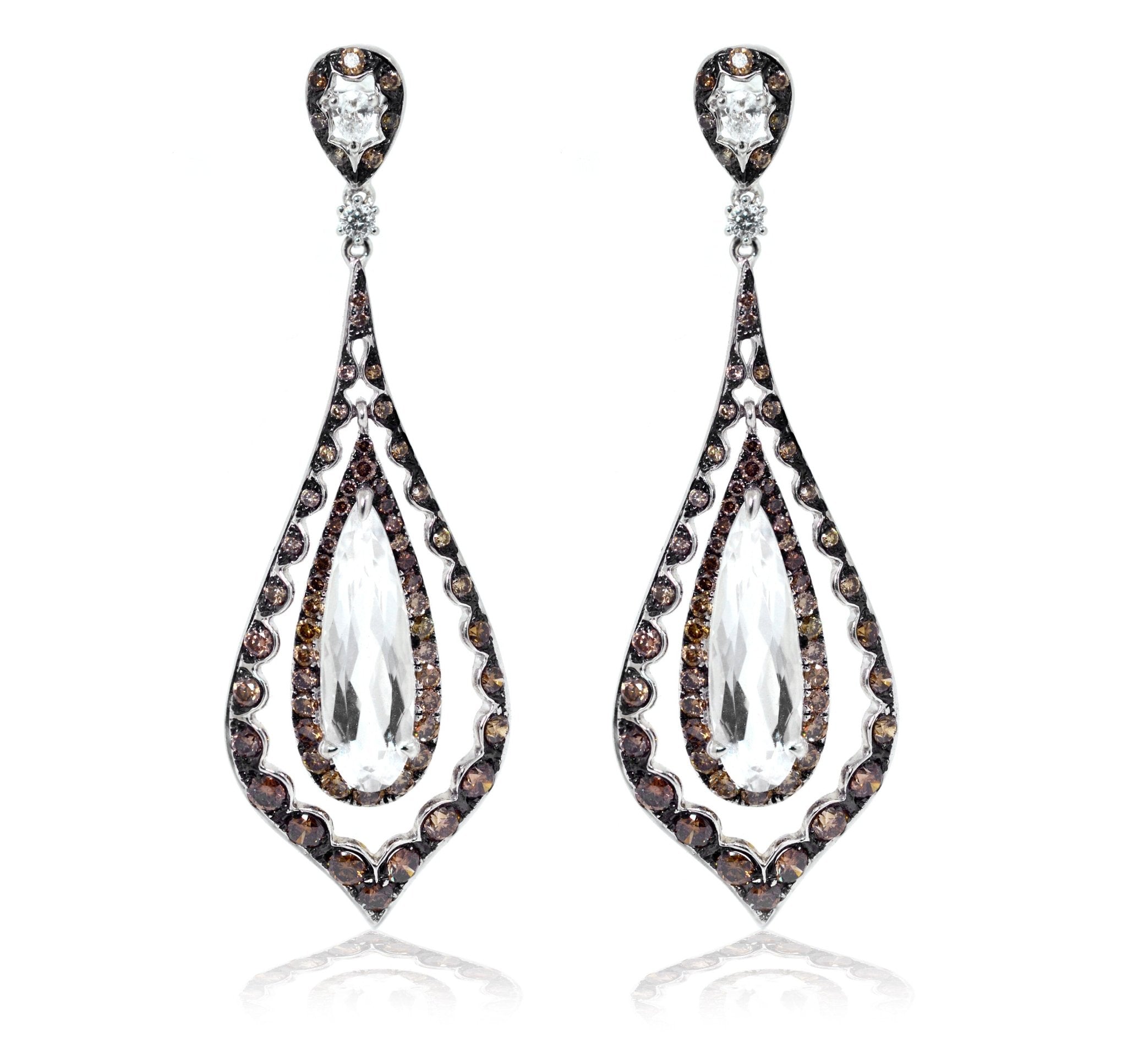 18ct WG Pear Quartz cognac diamond earrings - ForeverJewels Design Studio 8