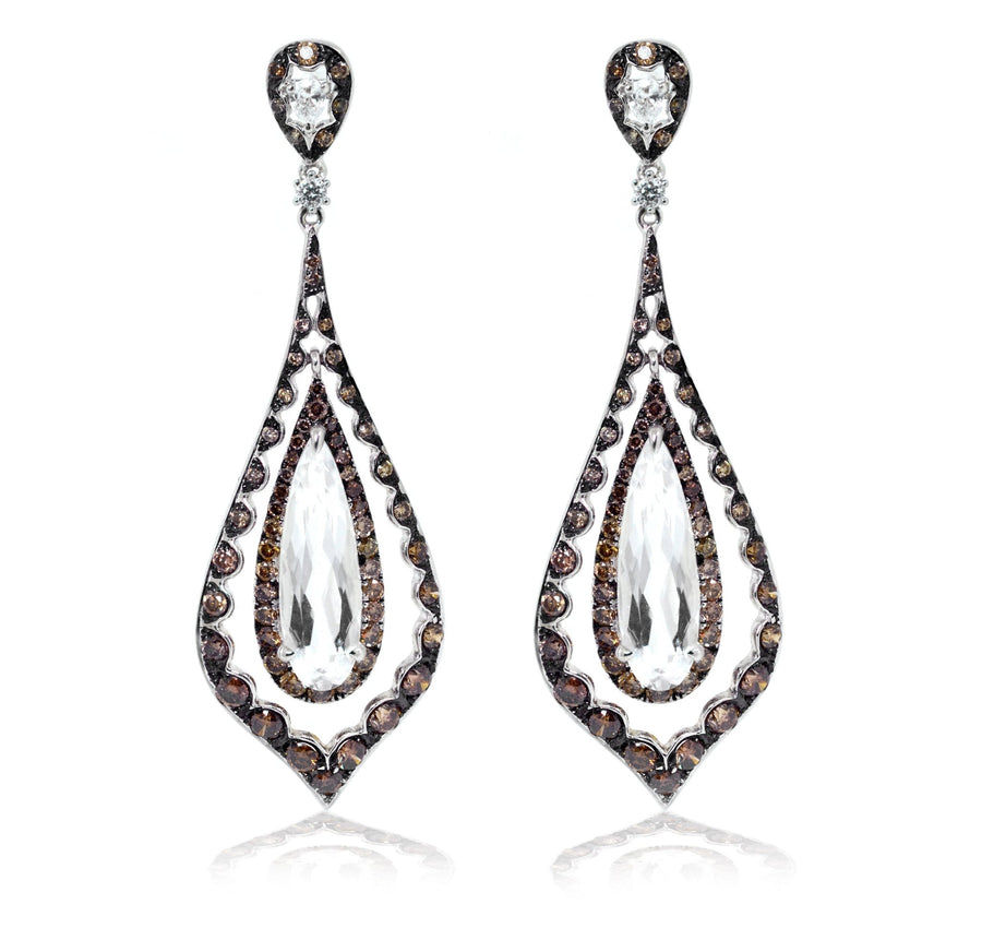 18ct WG Pear Quartz cognac diamond earrings - ForeverJewels Design Studio 8