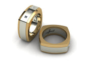 18ct White and yellow gold princess bezel set gents ring - ForeverJewels Design Studio 8