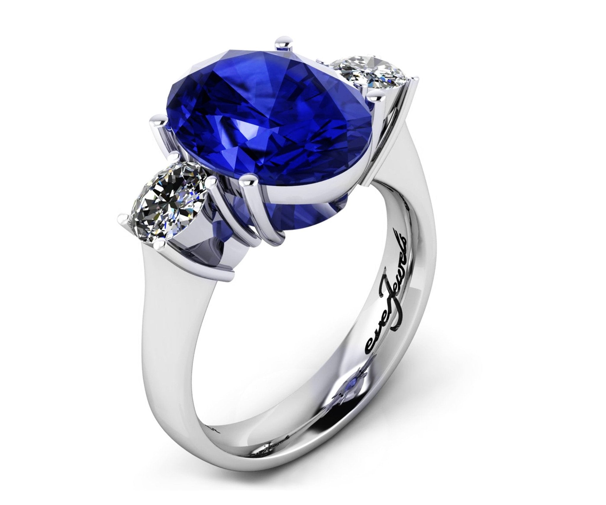 18ct White gold 5.54ct oval tanzanite and diamond dress ring - ForeverJewels Design Studio 8