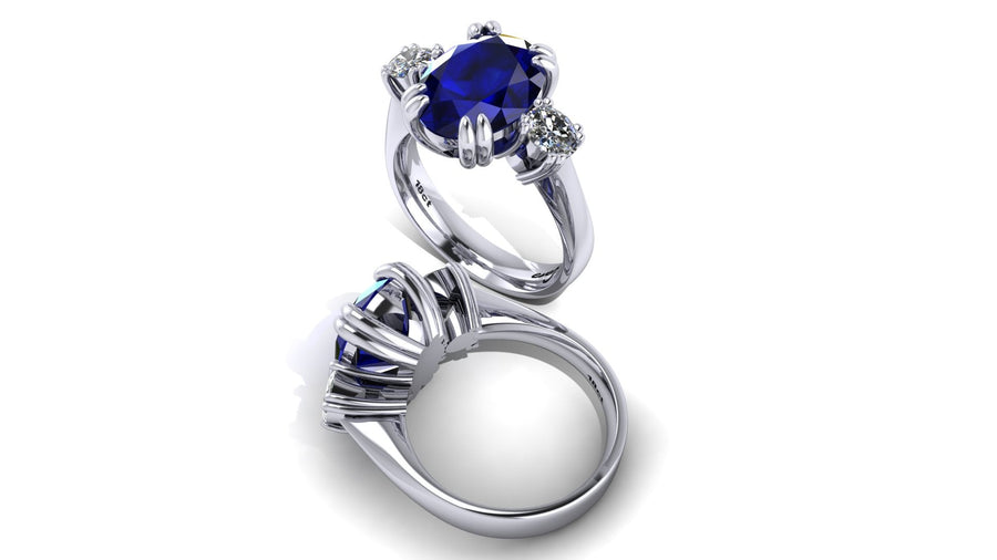 18ct White gold 5ct tanzanite dress ring with oval diamonds - ForeverJewels Design Studio 8