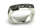 18ct White gold and black rhodium wave design gents ring - ForeverJewels Design Studio 8