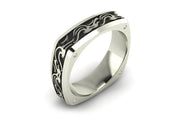 18ct White gold and black rhodium wave design gents ring - ForeverJewels Design Studio 8