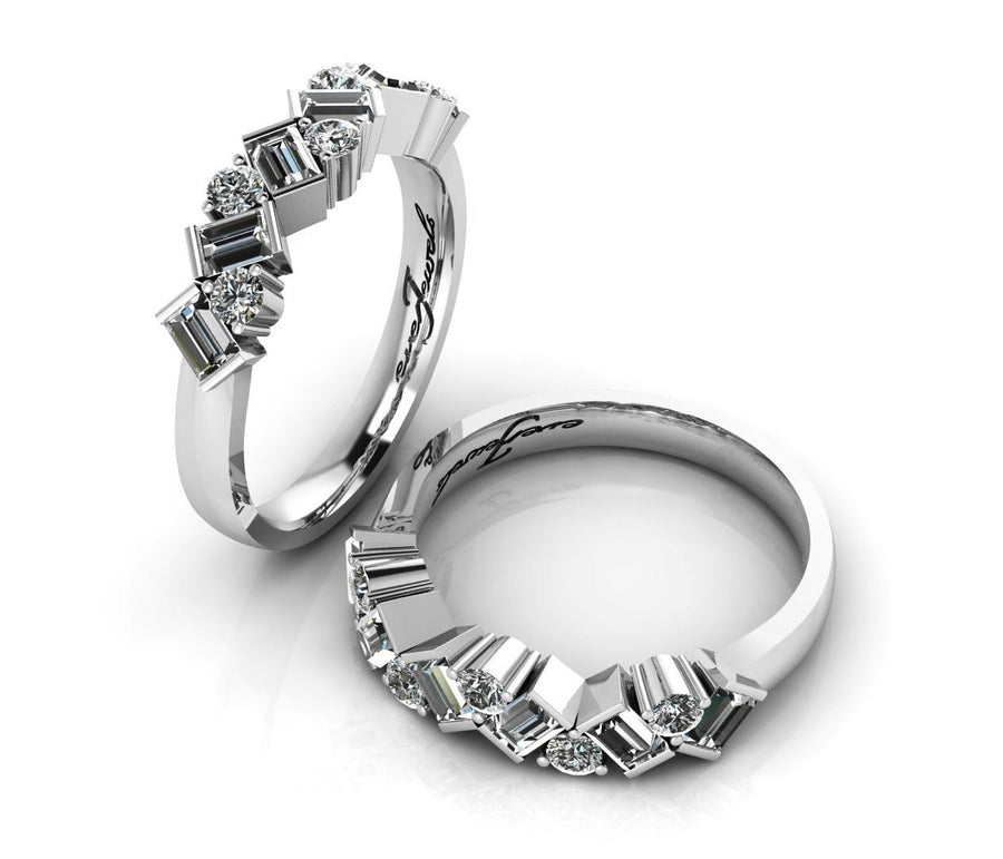 18ct White gold baguettes and round brilliant diamond ring - ForeverJewels Design Studio 8
