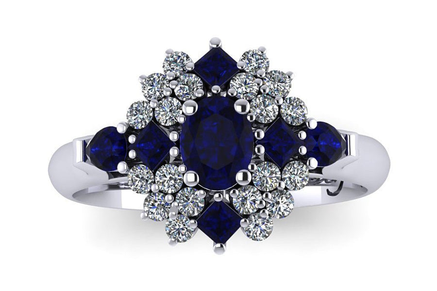 18ct White gold cluster blue sapphire and diamond ring - ForeverJewels Design Studio 8