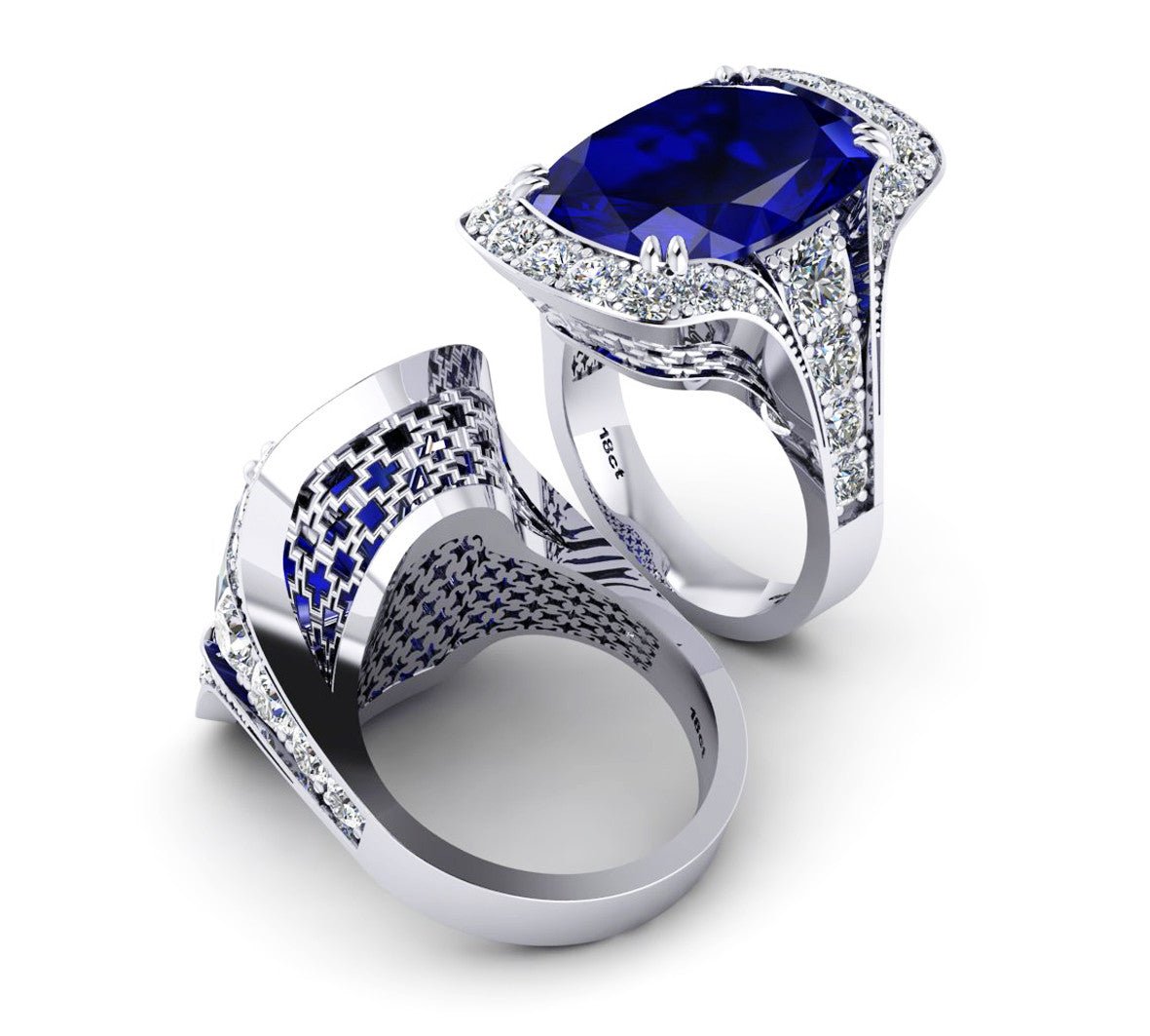 18ct White gold cushion cut 7ct Tanzanite dress ring - ForeverJewels Design Studio 8