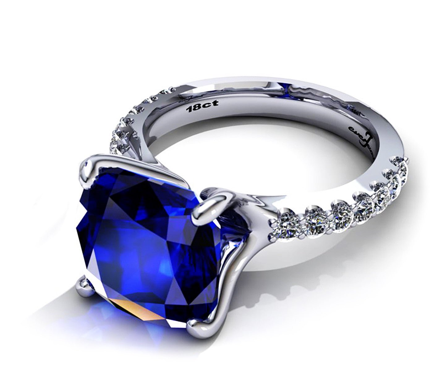 18ct White gold cushion cut tanzanite diamond dress ring - ForeverJewels Design Studio 8