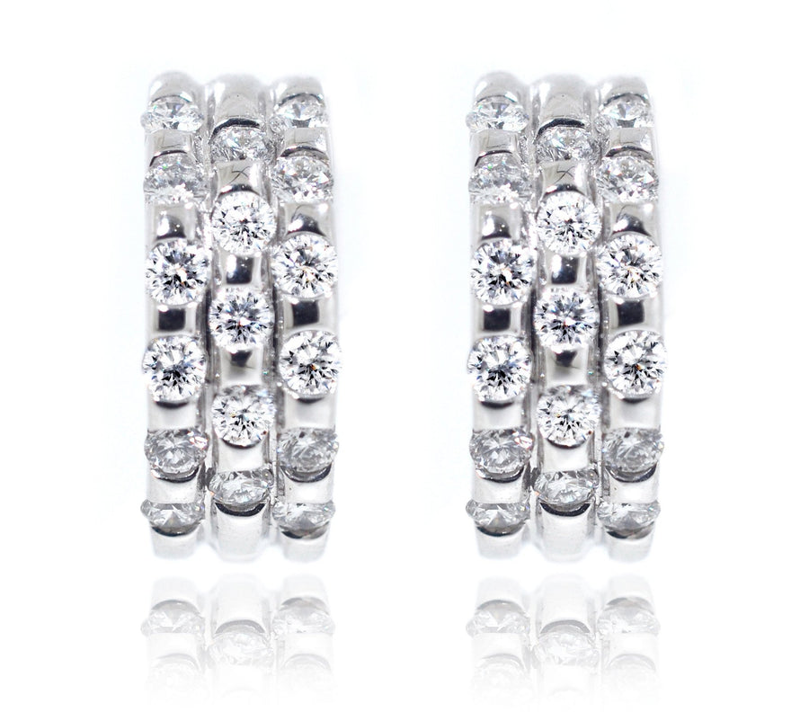 18ct White Gold Diamond Set Wide Huggies Earrings - ForeverJewels Design Studio 8