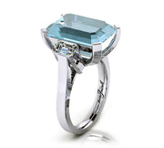 18ct White gold emerald cut aquamarine ring - ForeverJewels Design Studio 8