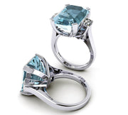 18ct White gold emerald cut aquamarine ring - ForeverJewels Design Studio 8