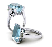 18ct White gold emerald cut aquamarine ring - ForeverJewels Design Studio 8