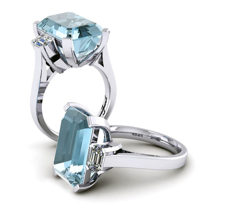 18ct White gold emerald cut aquamarine ring - ForeverJewels Design Studio 8