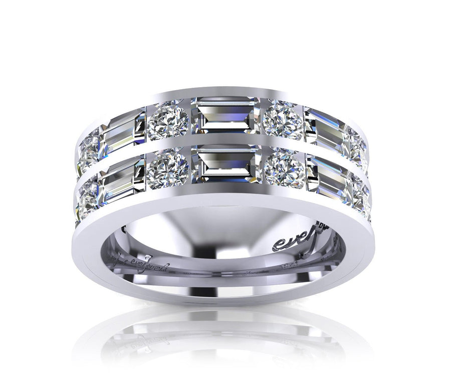 18ct White gold emerald & round brilliant diamond wedding band - ForeverJewels Design Studio 8