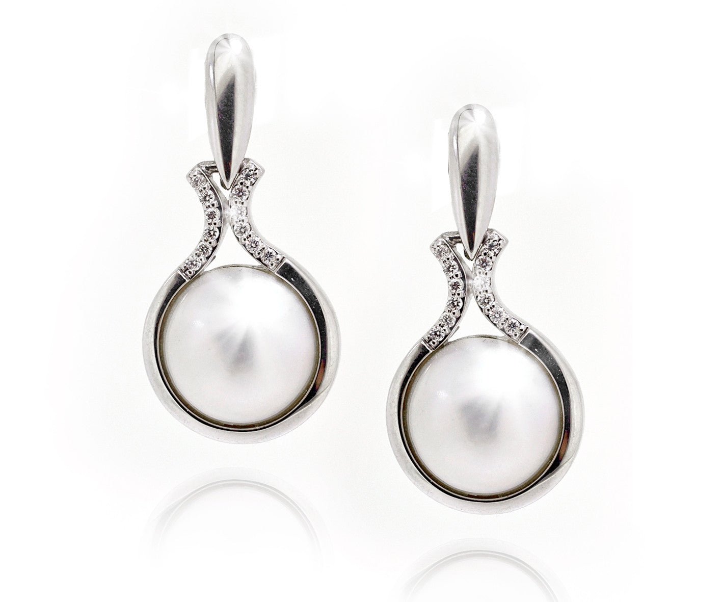 18ct White gold mabe pearl and diamond earrings - ForeverJewels Design Studio 8