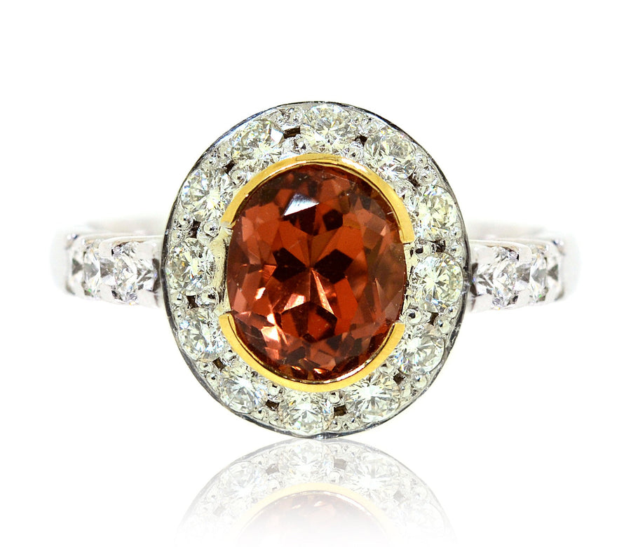 18ct White gold Orange Tourmaline ring with a halo of diamonds - ForeverJewels Design Studio 8