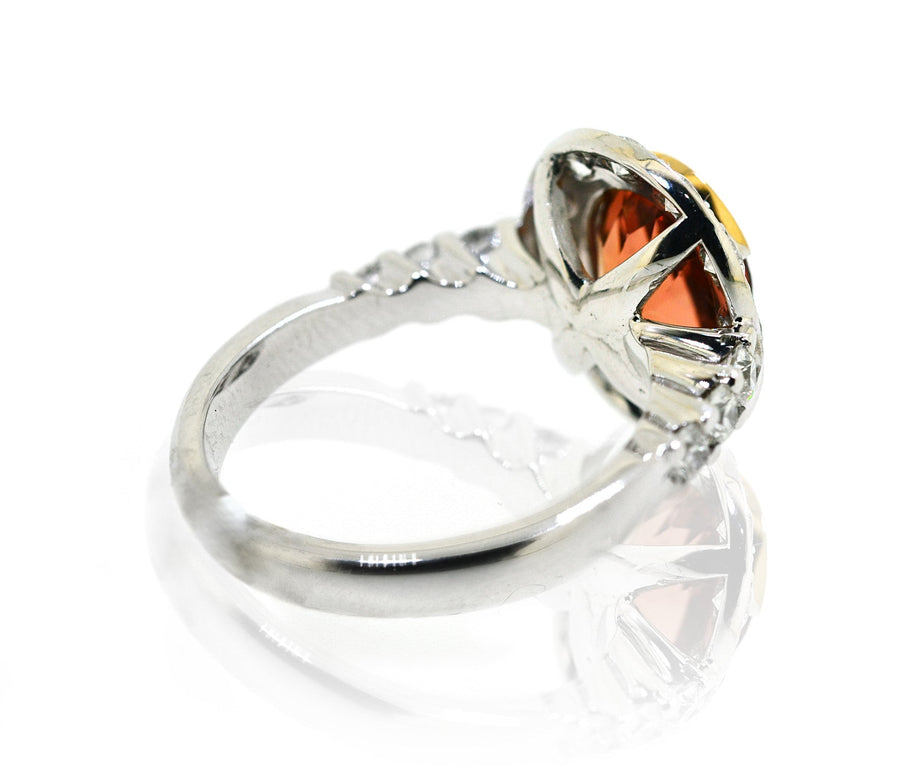 18ct White gold Orange Tourmaline ring with a halo of diamonds - ForeverJewels Design Studio 8