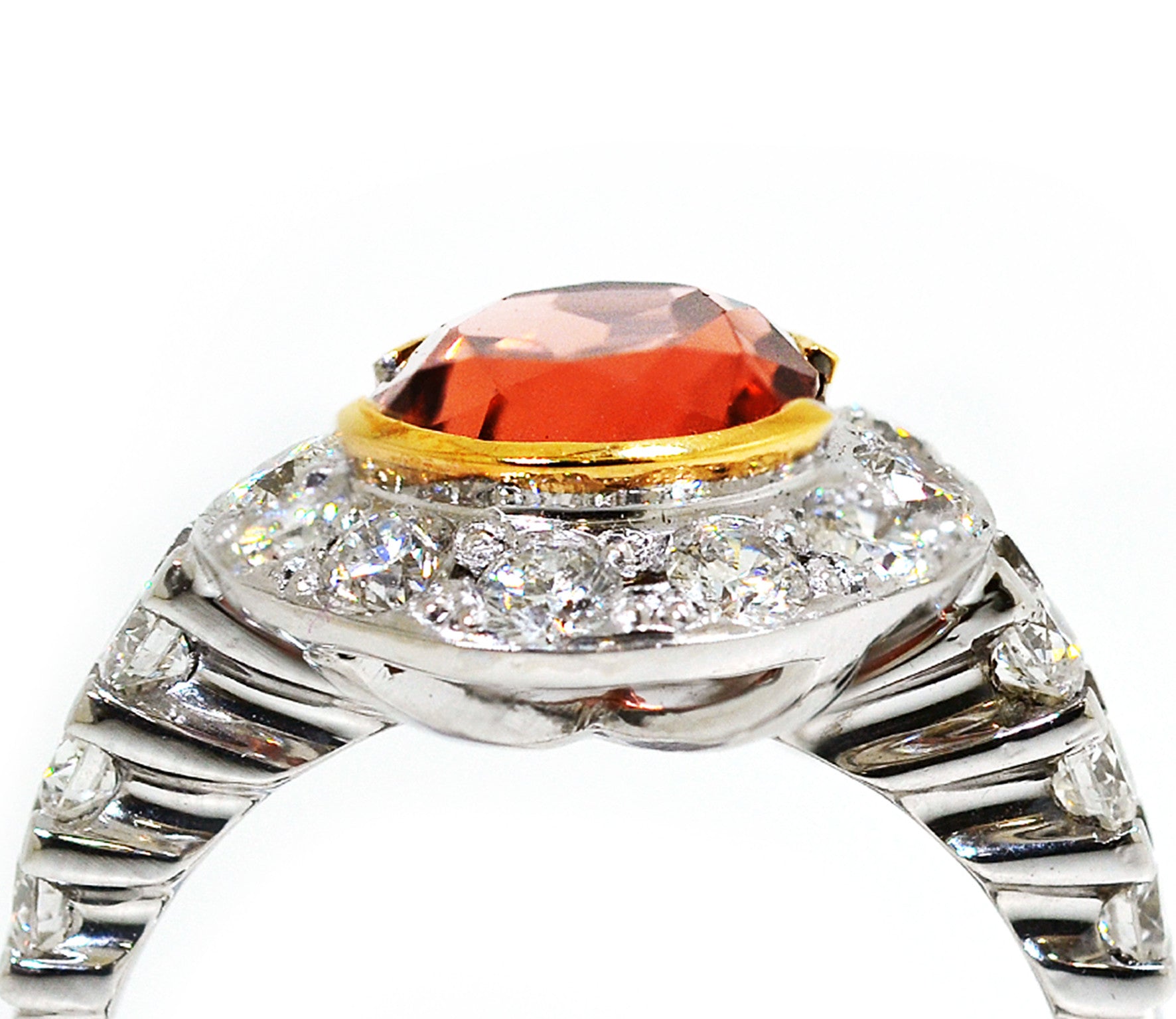 18ct White gold Orange Tourmaline ring with a halo of diamonds - ForeverJewels Design Studio 8