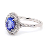 18ct White gold oval halo tanzanite dress ring - ForeverJewels Design Studio 8