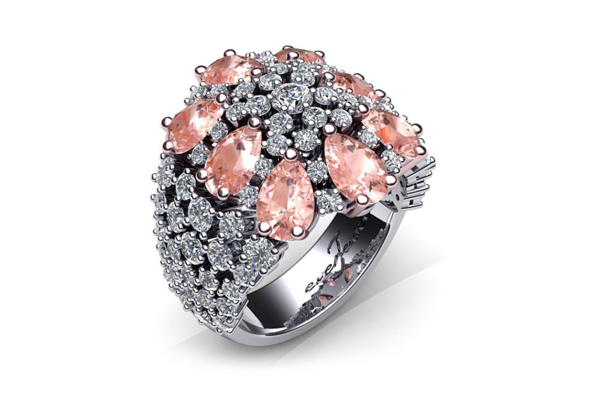 18ct White gold pear cut pink sapphires with pave round brilliant diamonds - ForeverJewels Design Studio 8