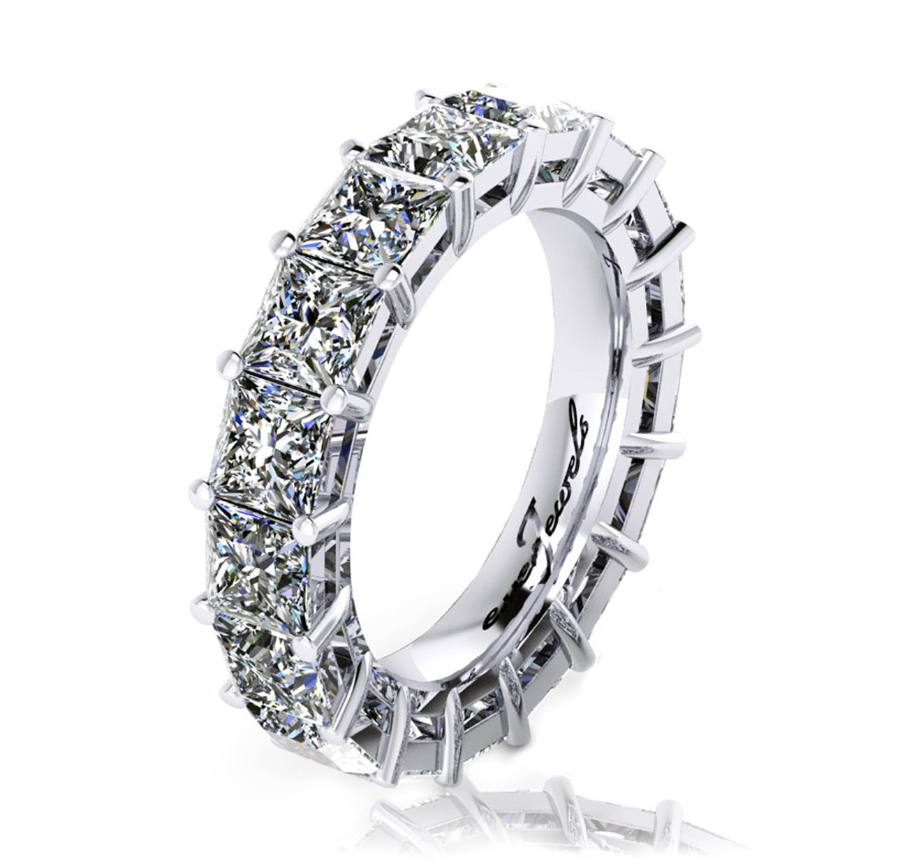 18ct White gold princess cut diamond eternity wedding band - ForeverJewels Design Studio 8