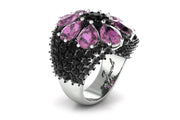 18ct White gold purple amethyst black diamond ring - ForeverJewels Design Studio 8