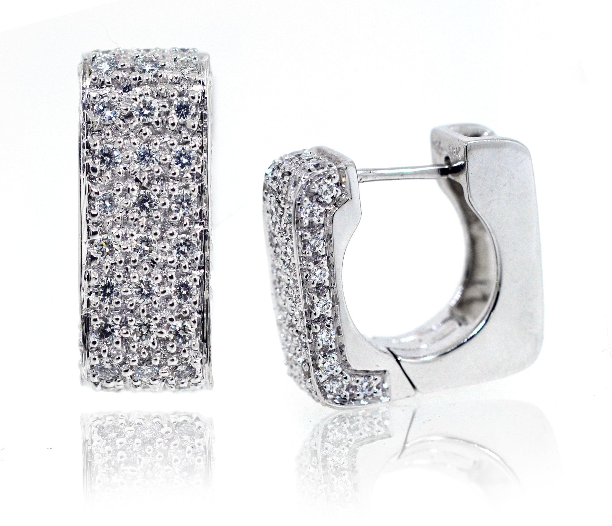 18ct White Gold Square Pave Diamond Earrings - ForeverJewels Design Studio 8