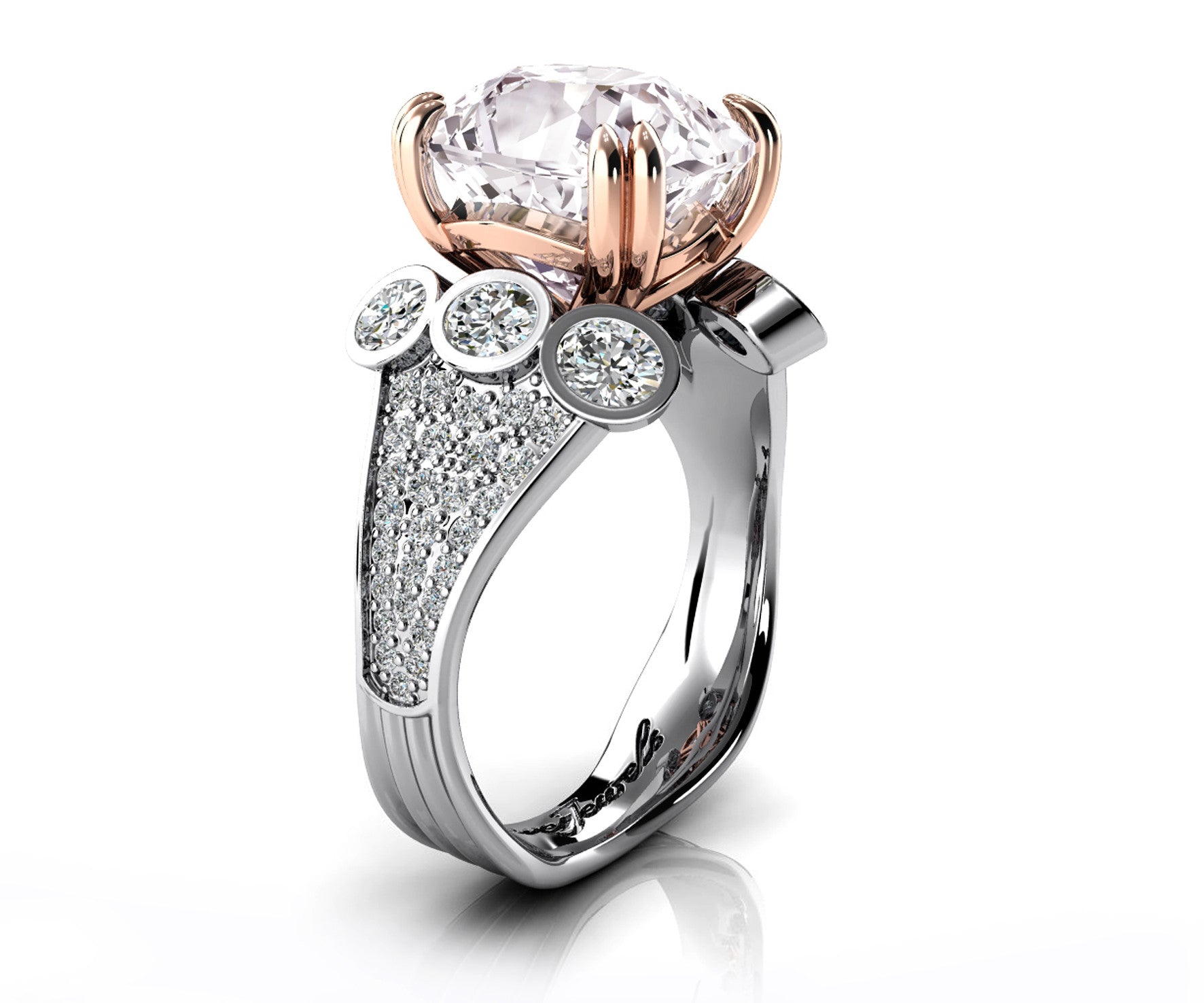 18ct White & rose gold cushion fancy cut morganite dress ring - ForeverJewels Design Studio 8