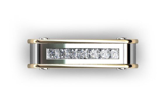 18ct White & yellow gold gents ring bezel set with princess cut diamonds - ForeverJewels Design Studio 8