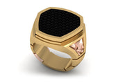 18ct Yellow and rose gold gents signet ring with black diamonds - ForeverJewels Design Studio 8