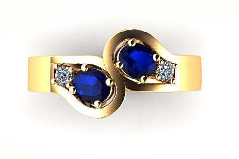 18ct Yellow gold blue sapphires and diamonds ring - ForeverJewels Design Studio 8