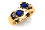 18ct Yellow gold blue sapphires and diamonds ring - ForeverJewels Design Studio 8