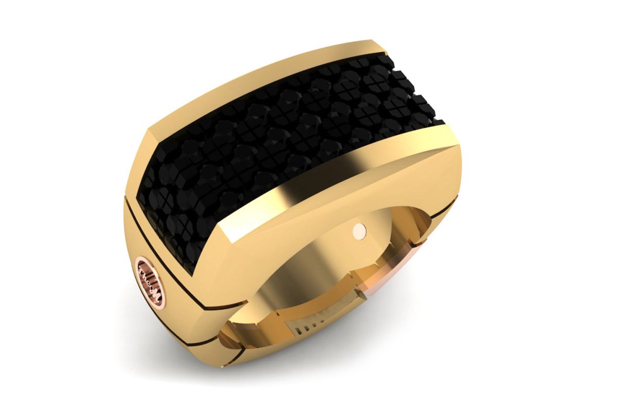 18ct Yellow & rose gold gents signet ring with black diamonds - ForeverJewels Design Studio 8