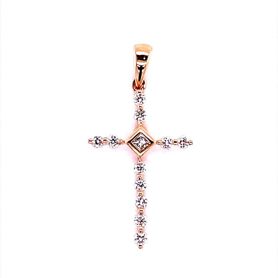 18k Rose Gold Diamond Cross Pendant - ForeverJewels Design Studio 8