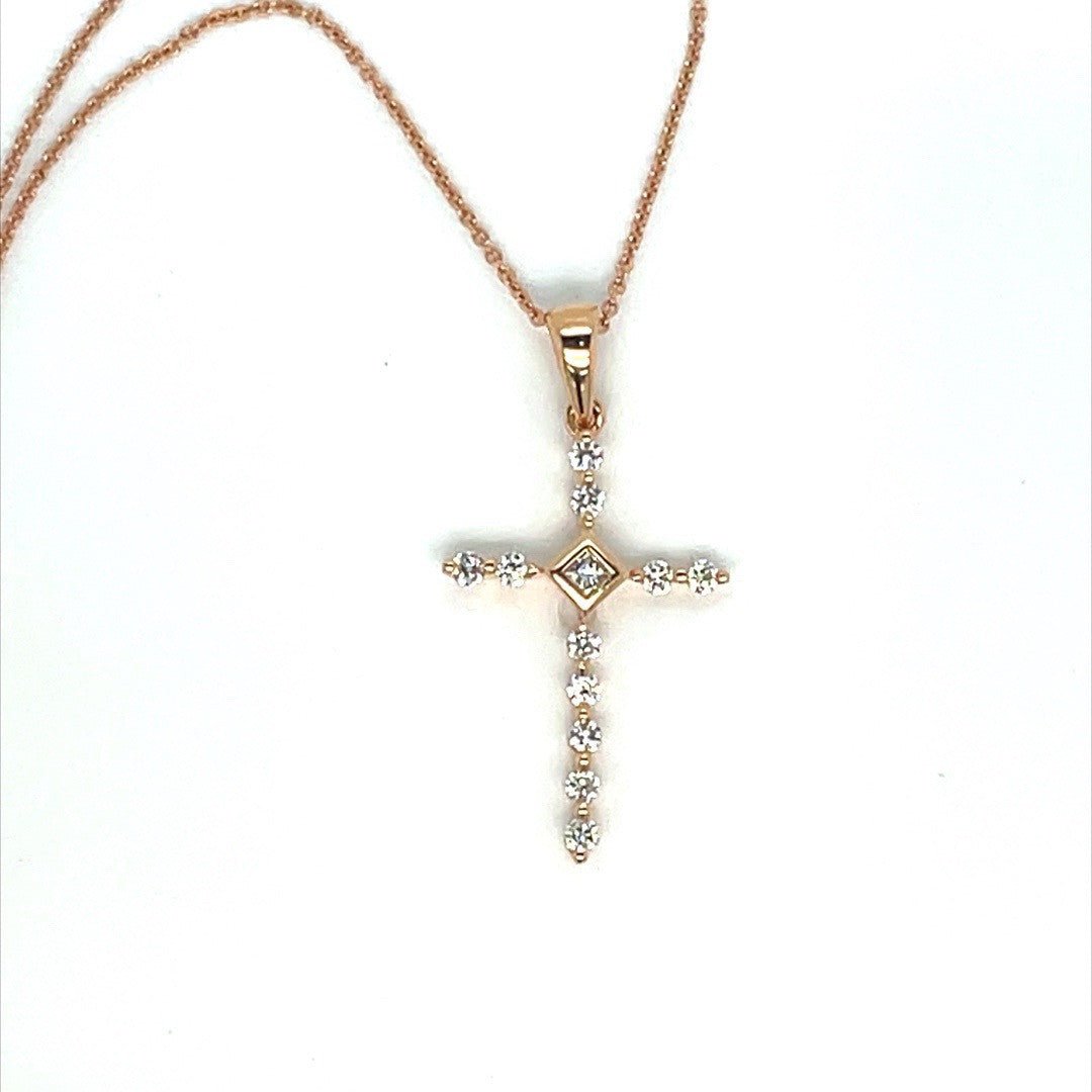 18k Rose Gold Diamond Cross Pendant - ForeverJewels Design Studio 8