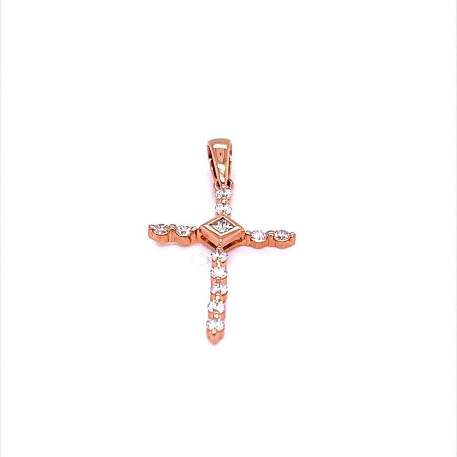 18k Rose Gold Diamond Cross Pendant - ForeverJewels Design Studio 8