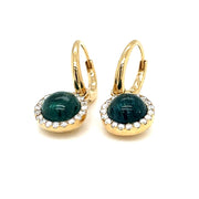 18k yellow gold Green Tourmaline and Diamond halo earrings - ForeverJewels Design Studio 8